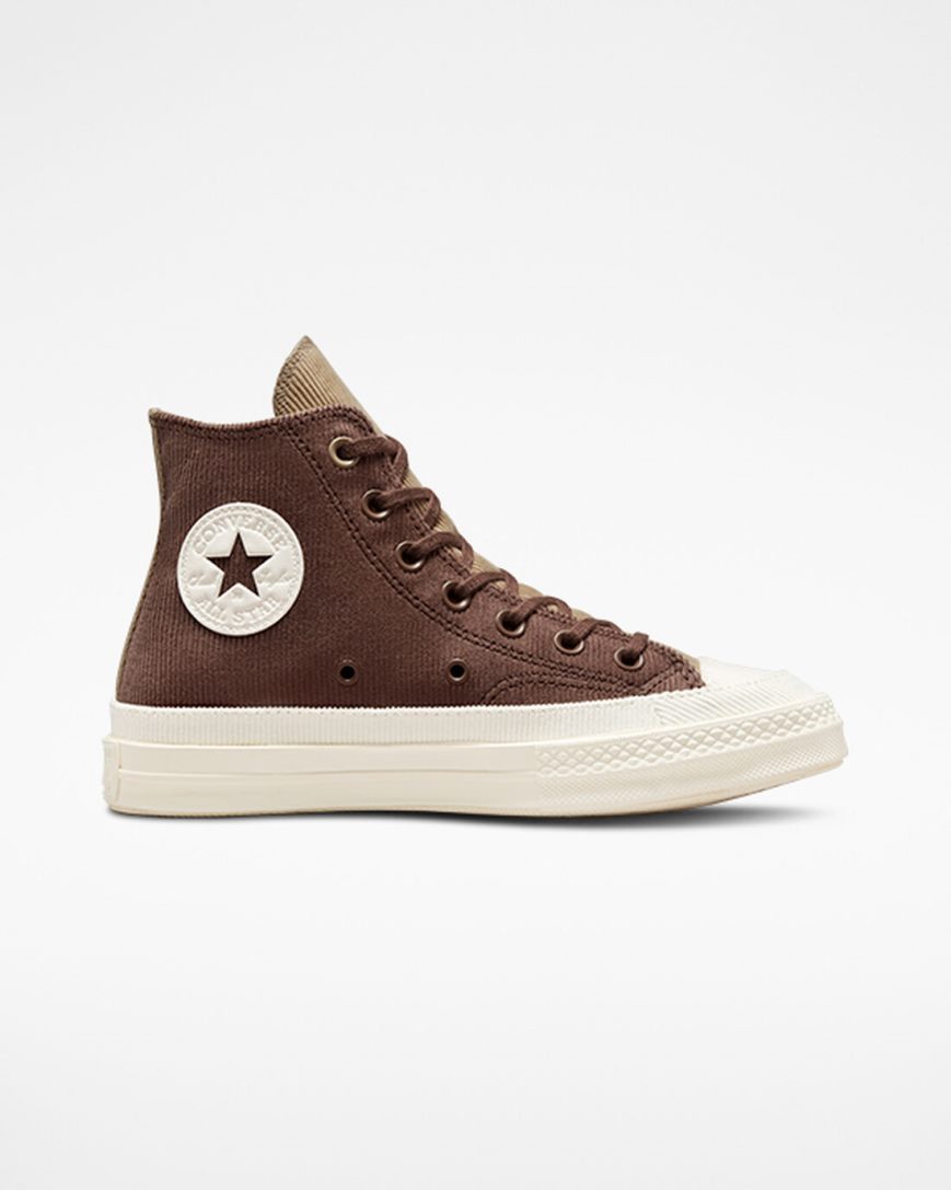 Tenisi Inalti Dama Converse Chuck 70 Stretch Corduroy Maro Kaki | RO IYNUW479